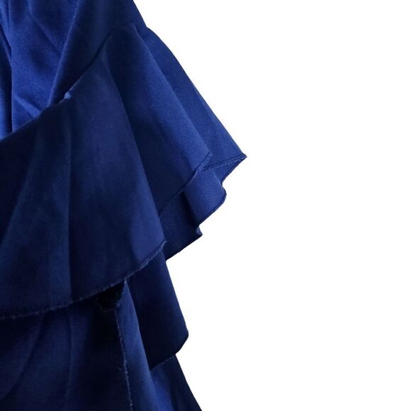 Eddoyee Summer Blue Off Shoulder Blouses Flare Sleeve Shirts Waist Tie Knot top - Picture 3 of 7